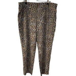 Chicos Crop Pants Sz 3 US 16 Animal Print Cotton Stretch Slimming Elastic